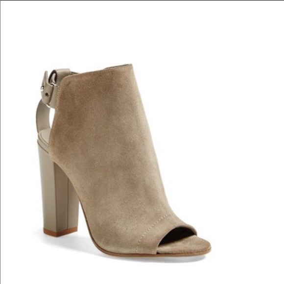 VINCE Addison Suede Leather Peep Toe Booties - Picture 2 of 12